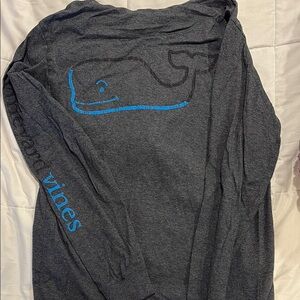 Vineyard Vines Gray Long Sleeve Shirt with Blue Whale